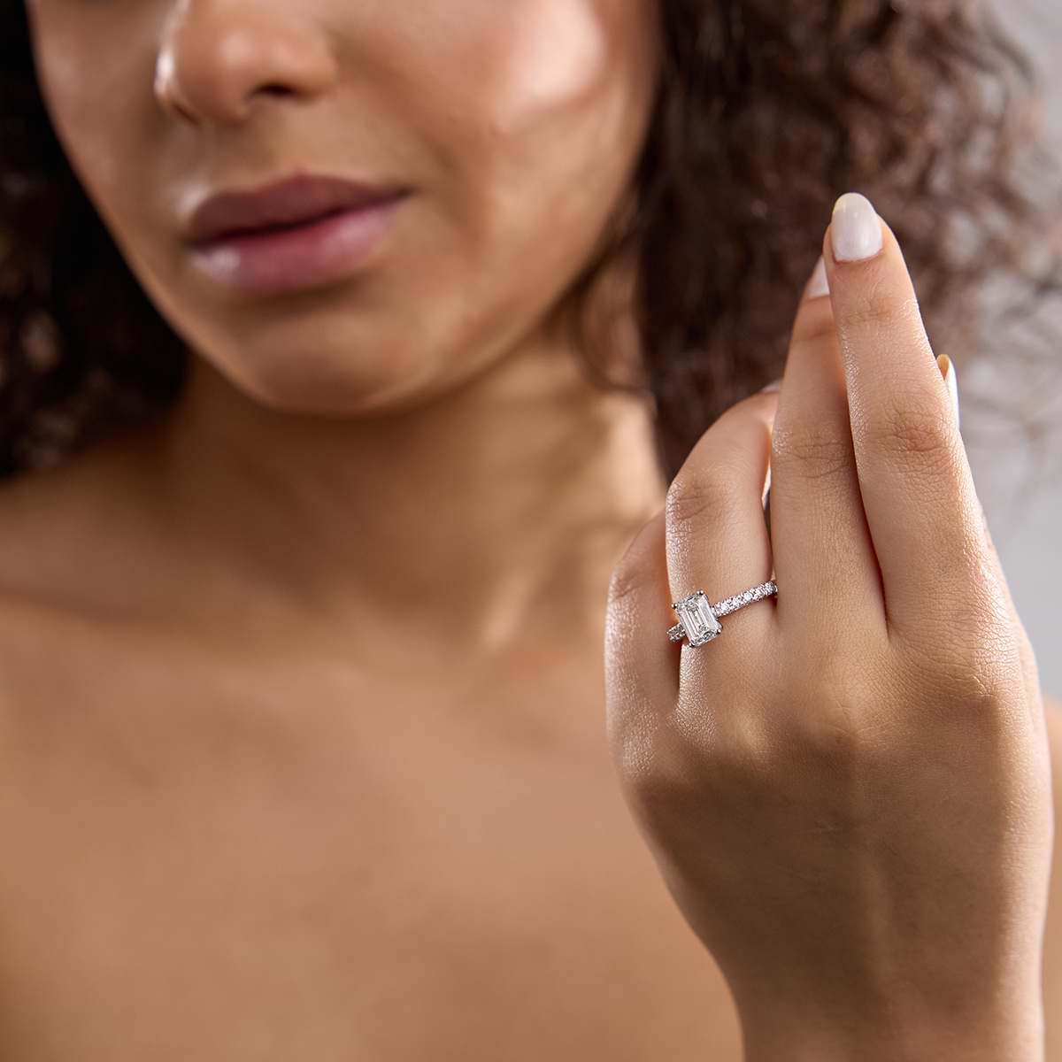 Additional Image 2 for  2 1/2 ctw Emerald Lab Grown Diamond Royal Crown Engagement Ring